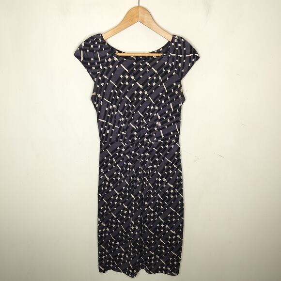 Banana Republic Dress Silk Wool Knit Cap Sleeve Geometric - Picture 1 of 9